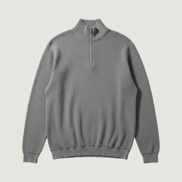 Tommy Bahama Other - Tommy Bahama Mens Quarter Zip Ribbed Knit Pullover‎ Sweater Brown Size L Relaxed